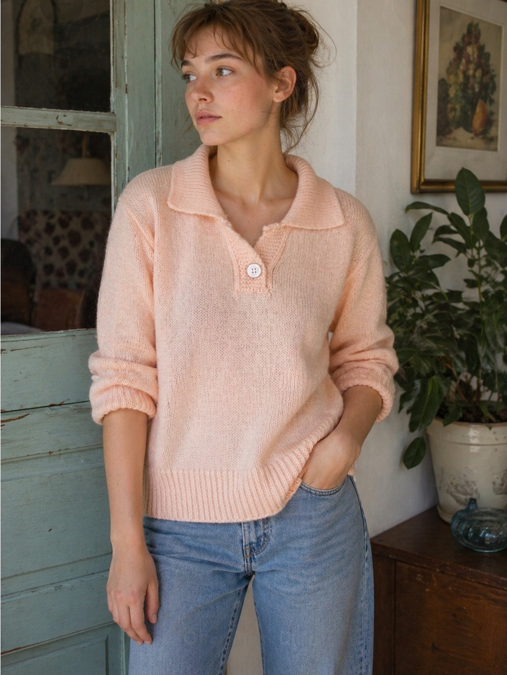 Vintage 80s Mademoiselle Pink Knit Pullover Sweater Women's Medium USA Acrylic